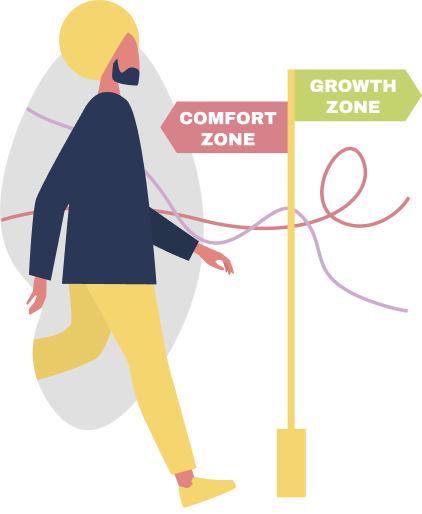 image of a person walking through comfort and growth zone
