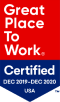 Great Place to Work Certified registered logo: December 2019 through December 2020 - USA.